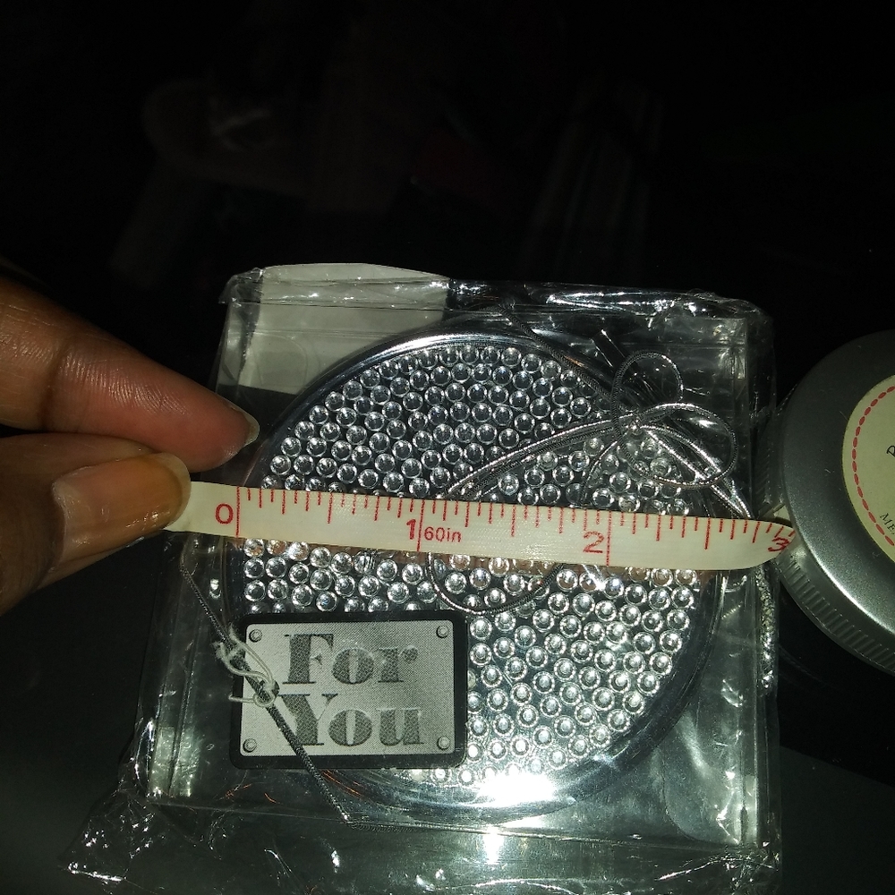 Silver Crystal Compact Mirror - Picture 2 of 2